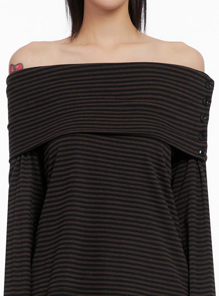 Striped Off Shoulder Top IS508