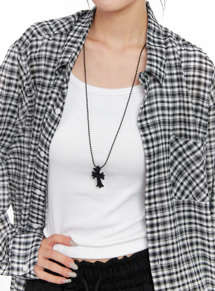 black-cross-pendant-necklace-cl528