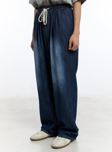 men-s-pintuck-denim-sweatpants-dark-blue-iy529