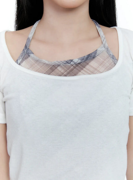 layered-plaid-halter-top-cg501