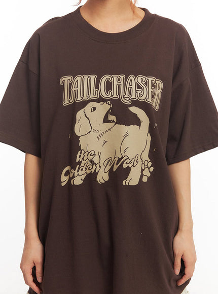Golden Pup Graphic Oversize T-Shirt IM528