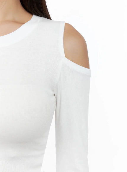 Cut-Out Ribbed Off-Shoulder Top IG527
