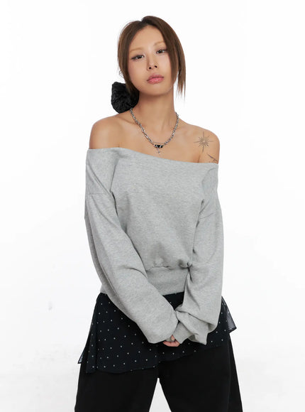Off-Shoulder Boat Neck Sweatshirt CS524