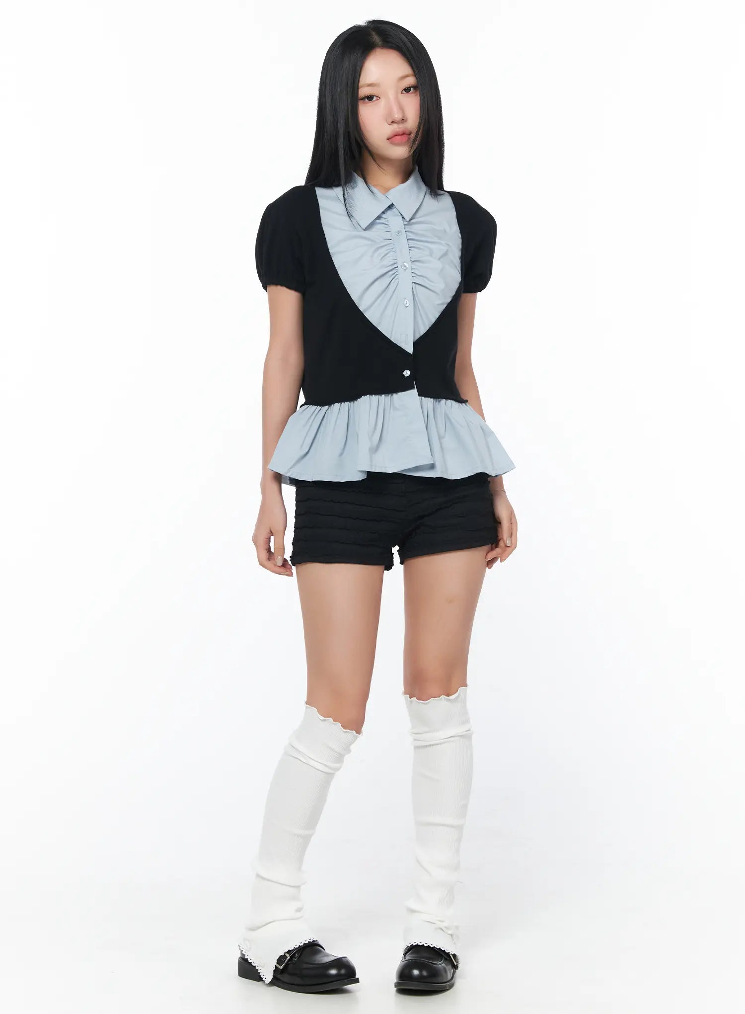 puff-frill-short-sleeve-blouse-cy513