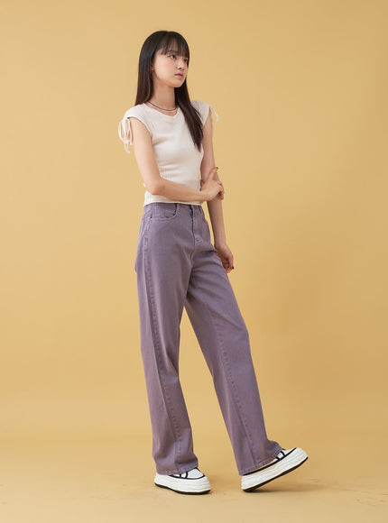 Long Cotton Colored Wide Pants OU15
