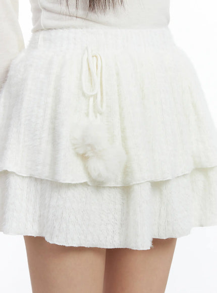 Pom-Pom Ribbon Tiered Mini Skirt CD526