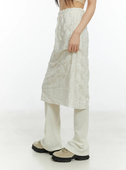 Textured Maxi Skirt Pants CF509