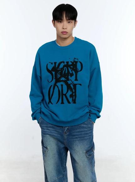 mens-grunge-graphic-sweatshirt-ig515 / Blue
