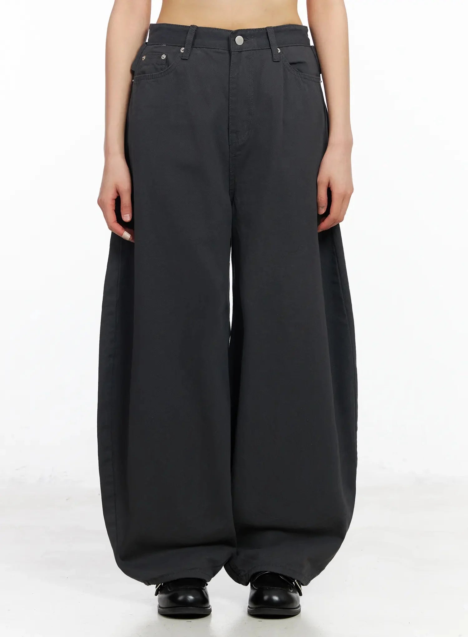 corset-lace-up-detail-pants-ia523 / Dark gray
