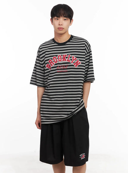 mens-striped-oversize-tee-iu518 / Gray