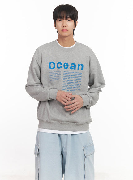 mens-loose-fit-graphic-crew-neck-ia511 / Gray