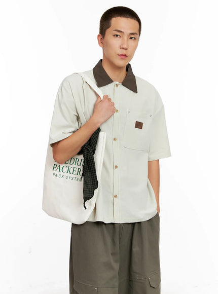 mens-minimalist-tote-bag-ig511 / Light beige