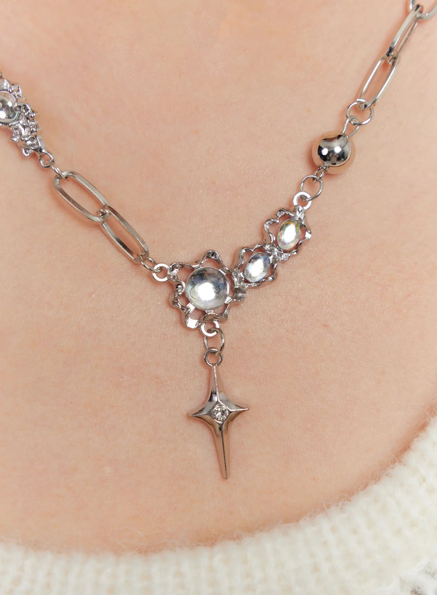 Crystal Chain Link Necklace IO527