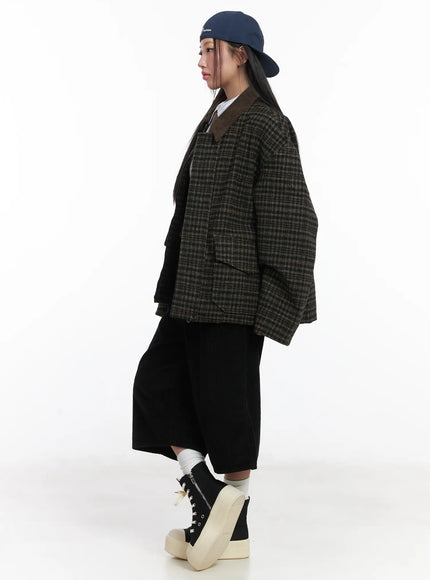 plaid-pocket-collar-jacket-cd529
