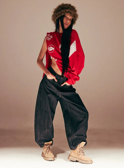 Oversized Graphic Jersey Sweatshirt CS509