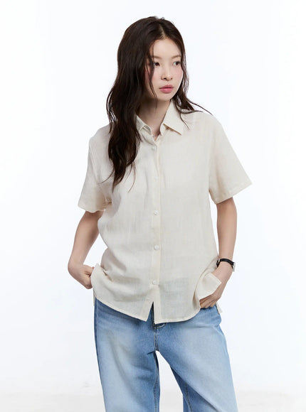 Linen Short-Sleeve Collared CU513