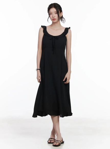 Round Neck Frill Maxi Dress CA509