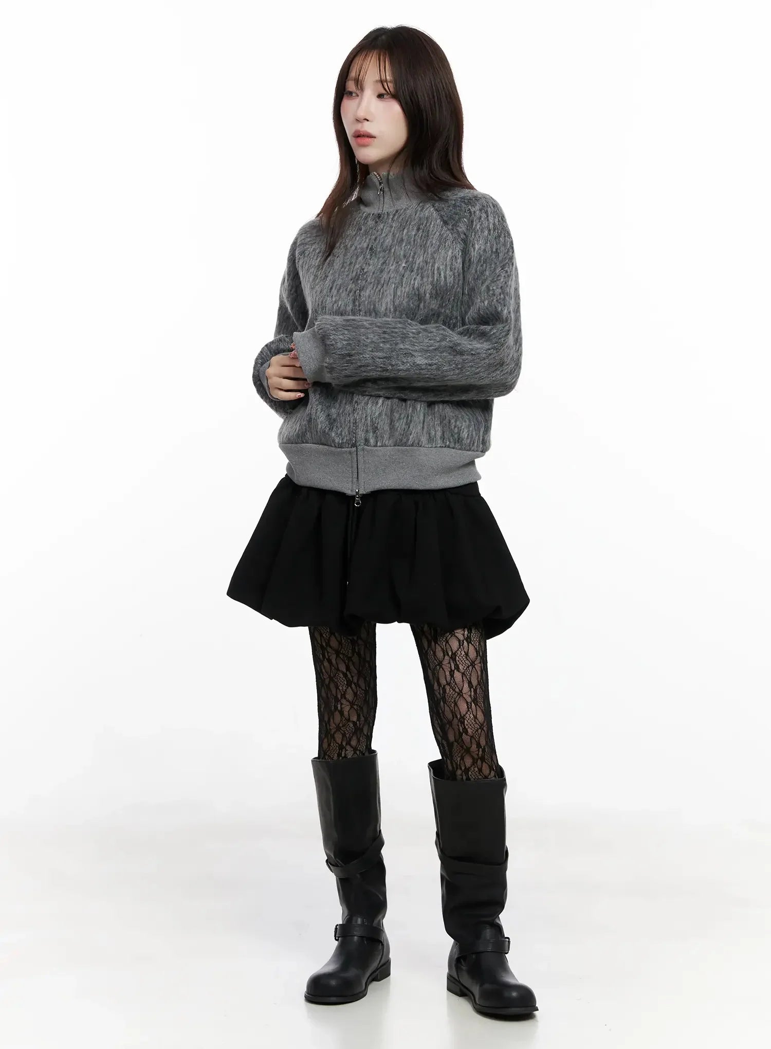 Balloon-Fit Flared Mini Skirt IN525