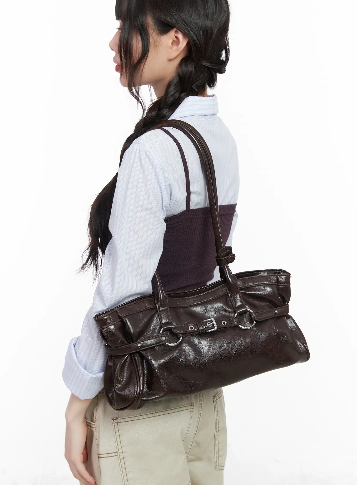 buckle-accent-faux-leather-shoulder-bag-cm526