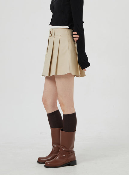 High Waist Pleated Mini Skirt OM306