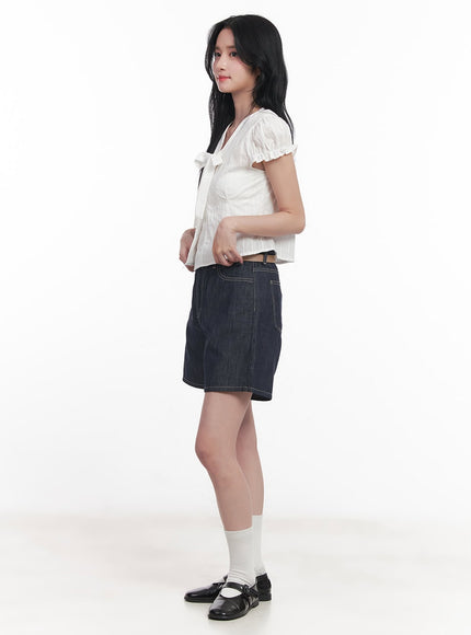 tie-puff-sleeve-crop-blouse-top-cy526