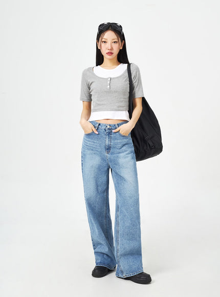 Mid-Wash Bootcut Jeans CM323