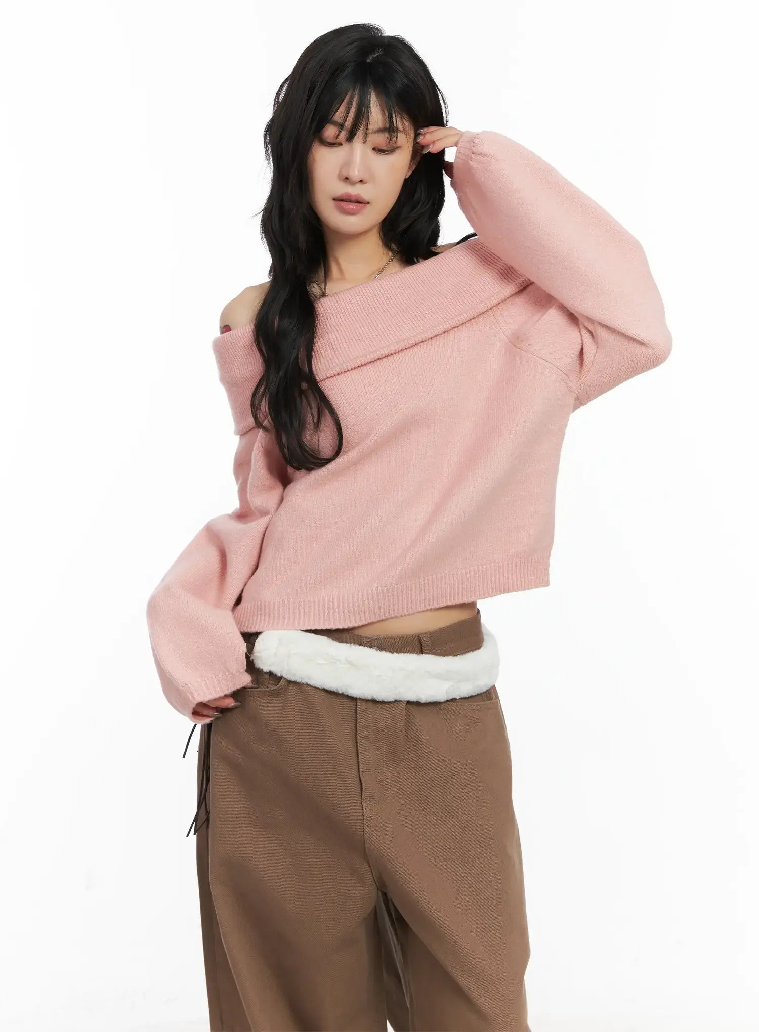 Cozy Off-Shoulder Knit Sweater CN528