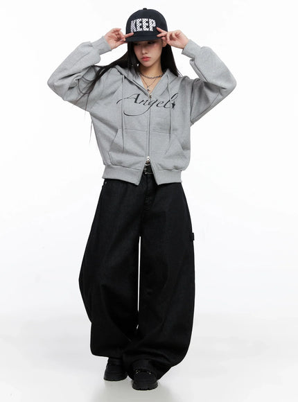 Angel Graphic Zip-Up Hoodie IS525