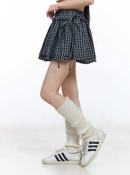 Elastic Waist Plaid Skirt CM519