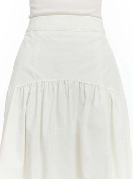 Elegant Shirred Flare Maxi Skirt CM505