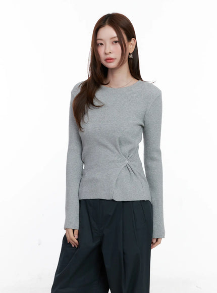 Two-Way Button Side-Slit Knit Top CG521
