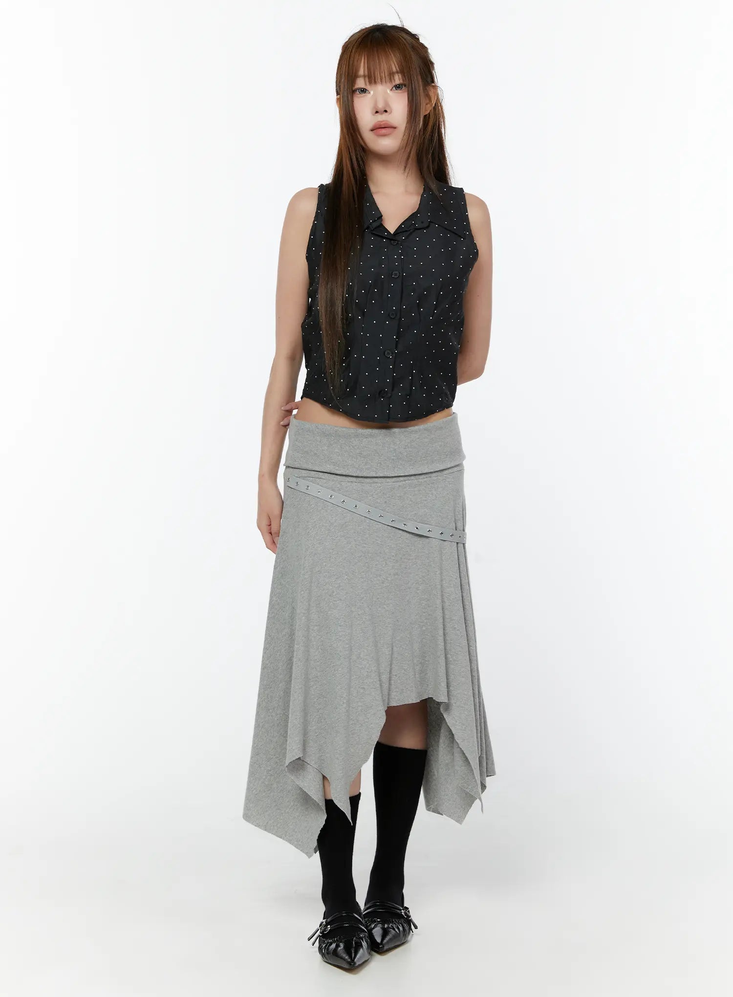 polka-dot-sleeveless-blouse-cy518