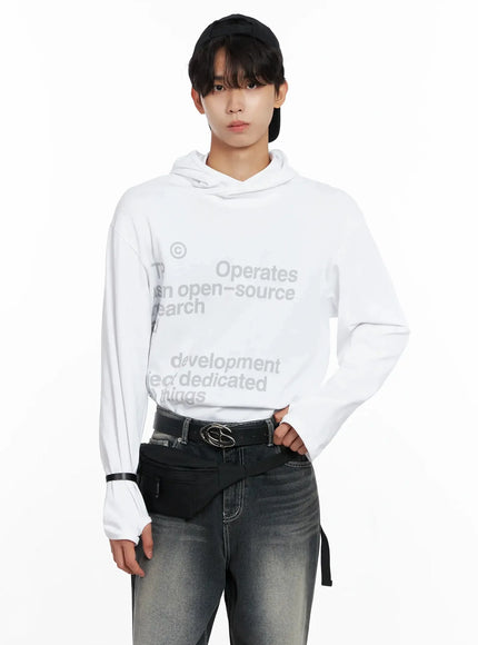 Men's Lettering Hand Warmer Hoodie IO516