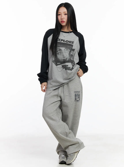 Graphic Raglan Oversized Long Sleeve Tee CJ515