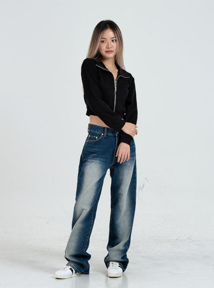 Wide Leg Faded Color Denim Pants CO11