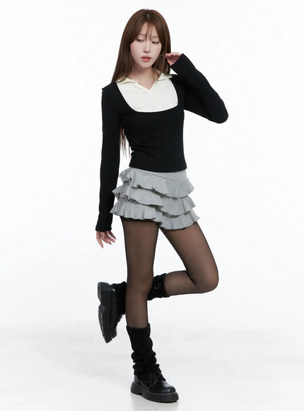 Frill Layered Mini Skirt CS501