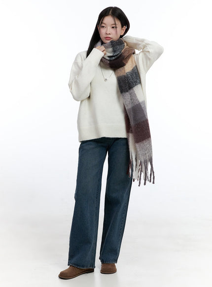 Checkered Wool-Blend Scarf OO429