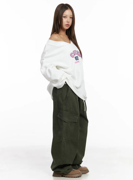 Off-Shoulder Oversized Sweatshirt CJ513