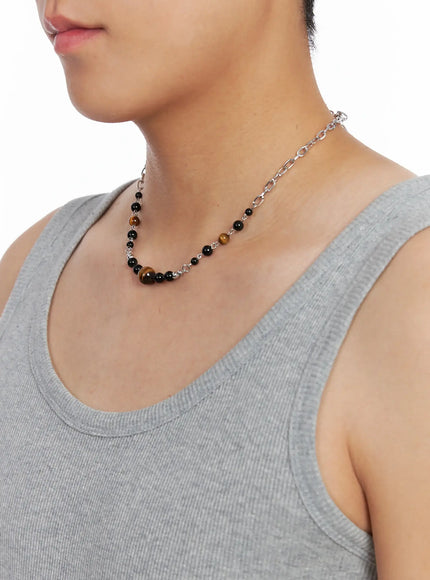 mens-black-brown-beaded-necklace-ig529