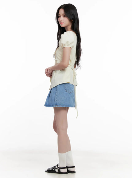 v-neck-puff-sleeve-summer-top-cl516