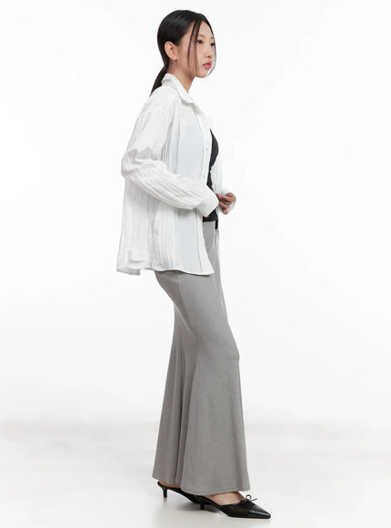 White Button-Up Long Sleeve Shirt CL518