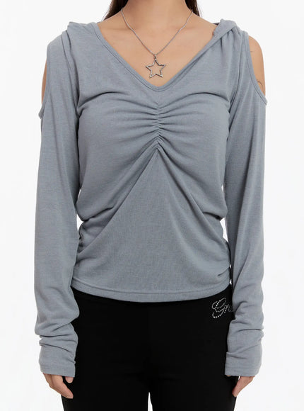 cut-out-shirred-hoodie-cn527