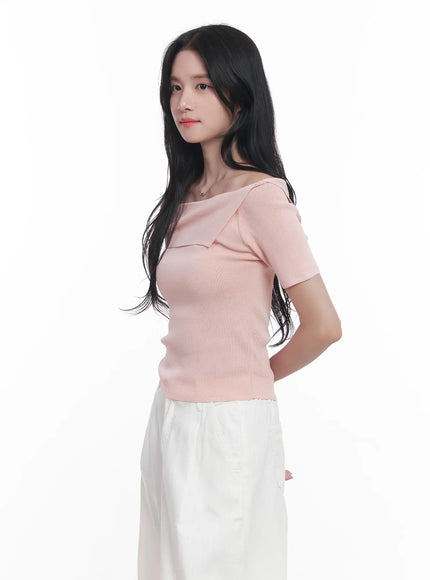 off-shoulder-asymmetric-short-sleeve-sweater-cu525