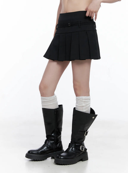 Pleated Mini Skirt with Belt Detail CG529