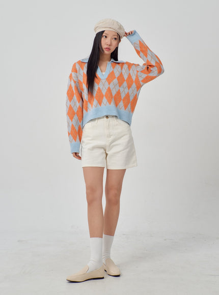 Argyle Pattern Sweater IM315