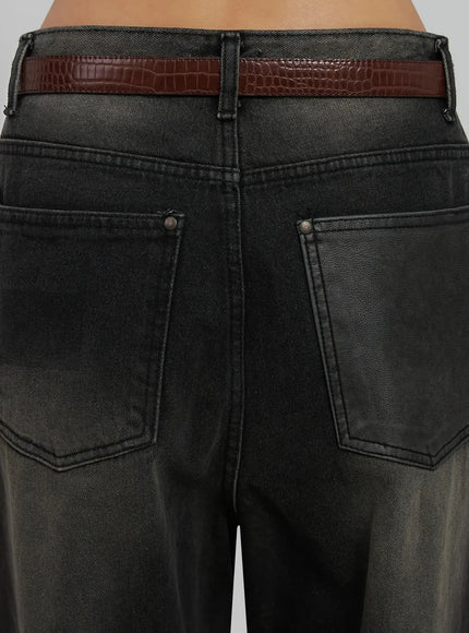 Square Buckle Textured Belt IJ509