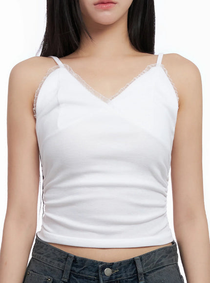 sleeveless-ruched-lace-cami-is525