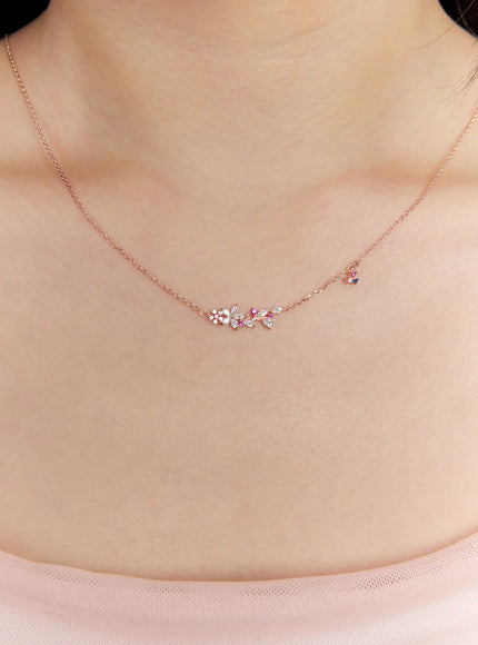 acc-accent-petal-ruby-necklace-kc1008 / Rose gold