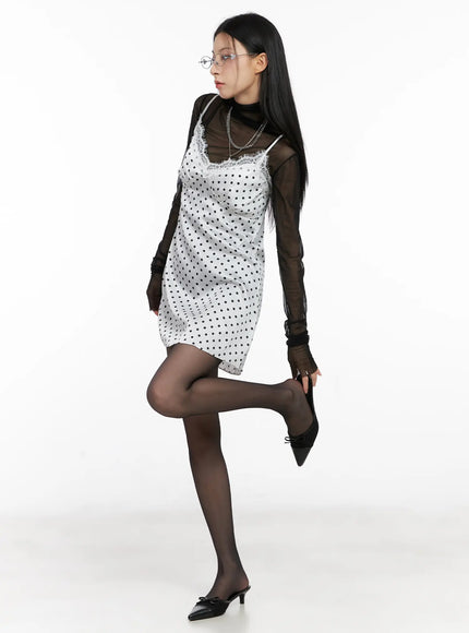 Polka Dot Satin Lace Mini Dress CG525