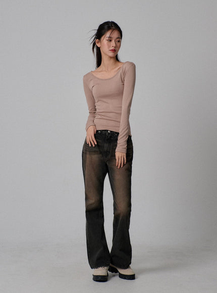 Vintage Wash Bootcut Jeans IJ310